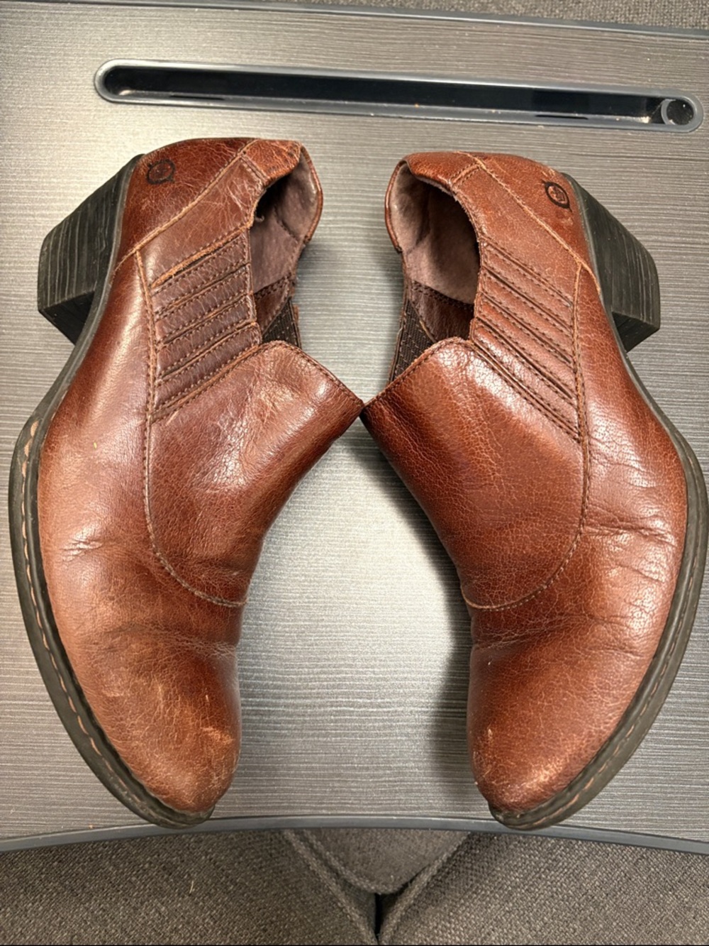 Women's Brown Leather Slip-On Ankle boots - Picture 5 of 6